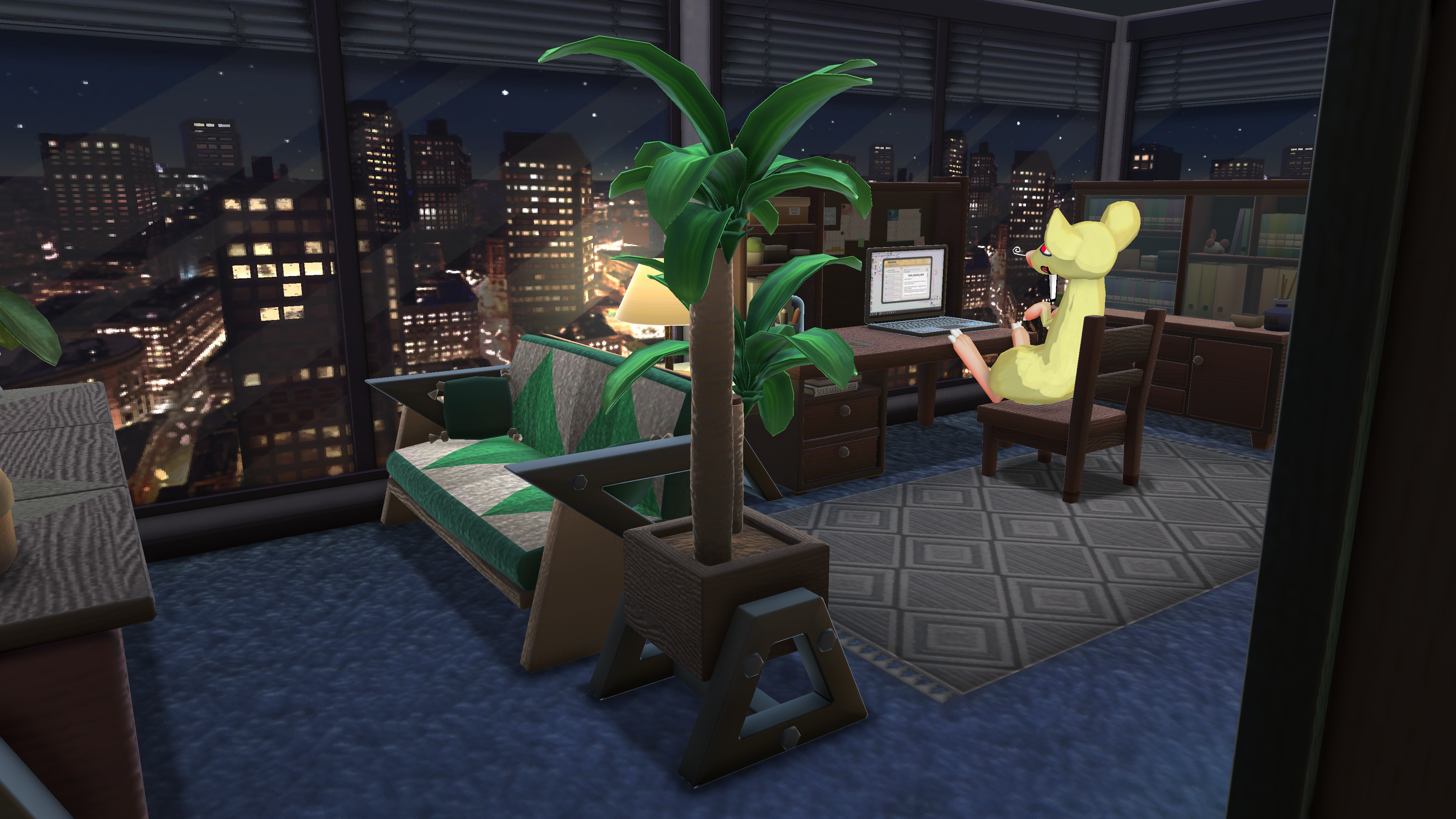 A well decorated home in Squeakross, in the evening.